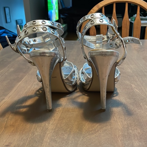Silver gemstone double strap heels - Picture 4 of 6